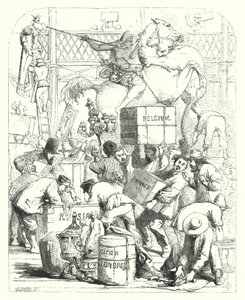 Arrivée des marchandises à exposer à la Grande Exposition de 1851, Crystal Palace, Hyde Park, Londres - John (after) Gilbert