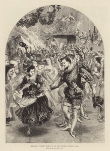 Danse de Noël à la campagne dans une ancienne salle baronniale anglaise - John (after) Gilbert