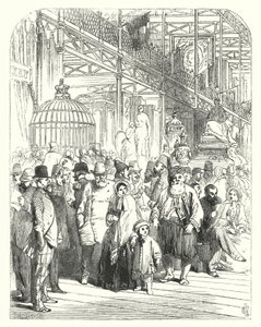 Exposants et visiteurs au Crystal Palace, Hyde Park, Londres, lieu de la Grande Exposition de 1851 - John (after) Gilbert