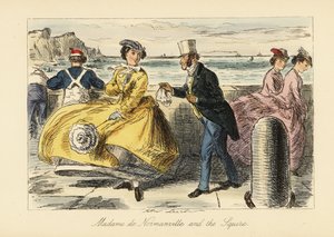 Gentleman anglais et dame se rencontrant sur la promenade de Ramsgate