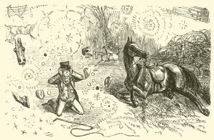 Chute pendant la chasse (gravure) - John (after) Leech