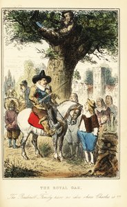 Le roi Charles II caché dans un chêne à Boscobel Wood, après la bataille de Worcester - John (after) Leech