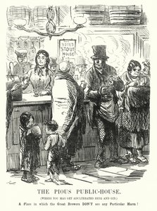 Caricature de Punch : La maison publique pieuse - John (after) Leech