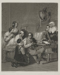 La Famille de Cromwell intercédant pour la vie de Charles Ier, gravure par Alfred Johannot - John (after) Sartain