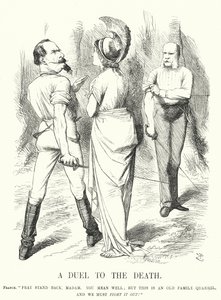 Caricature de Punch : Un duel à mort - la guerre franco-prussienne (gravure) - John (after) Tenniel