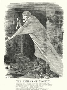 Caricature de Punch : La Némésis de la négligence - pauvreté et crime à Londres à l
