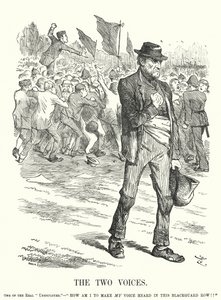 Caricature de Punch : Les deux voix - chômage et troubles sociaux dans la Grande-Bretagne victorienne - John (after) Tenniel