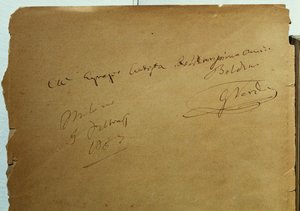 Dédicace autographe de Giuseppe Verdi (1813-1901) à Giovanni Boldini (1842-1931) - Walter Charles Mills