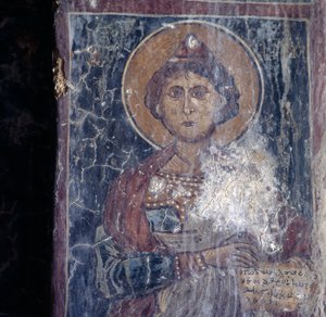 Figure de saint, fresque dans une église à Kandanos, Crète, Grèce - Walter Charles Mills