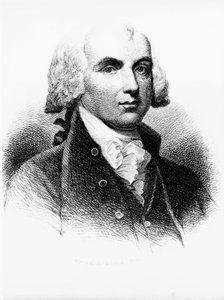 Portrait de James Madison (1751-1836), père fondateur, homme politique américain, 4e président des États-Unis de 1809 à 1817, et l
