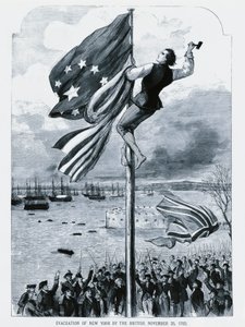 Les Britanniques abandonnant New York, alors que le drapeau américain est hissé, 25 novembre - Walter Charles Mills