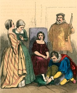 Cendrillon essayant la pantoufle de verre