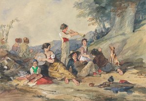 Groupe de paysans avec instruments de musique