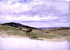 Paysage avec moulin à vent et village - John Absolon