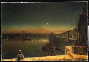 Rouen la nuit depuis le Pont de Pierre - John Atkinson Grimshaw
