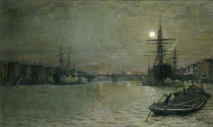 La Piscine et le Pont de Londres la Nuit, 1884 - John Atkinson Grimshaw