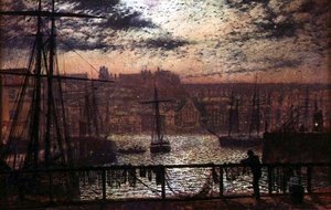 Port de Whitby depuis Station Quay - John Atkinson Grimshaw