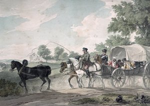 Wagon belge transportant des blessés du champ de bataille après la bataille de Waterloo, 1815 - John Augustus Atkinson