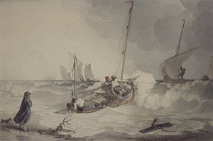 Bateaux de pêche sortant - John Augustus Atkinson