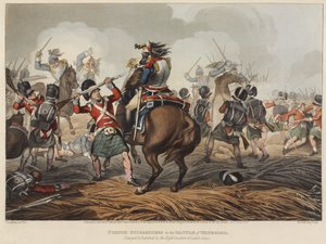 Cuirassiers français à la bataille de Waterloo chargés et vaincus par les Highlanders et les Scotch Greys, gravé par M. Dubourg, 1819 - John Augustus Atkinson
