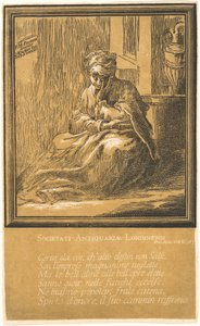 Femme méditant - John Baptist Jackson, after Parmigianino