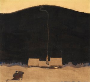 Le chalet au pied de la montagne, illustration pour "När Trollmor skötte Kungens Storbyk" par Elsa Beskow dans "Bland tomtar och troll" - John Bauer
