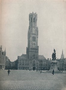 Le Marché et le Beffroi, Bruges, Belgique vers 1900-1914-1915