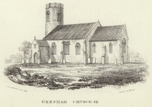 Église de Tous les Saints dans le village de Gresham - John Berney Ladbrooke