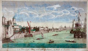 Vue de la Tour de Londres avec des bateaux sur la Tamise, 1751 - John Boydell