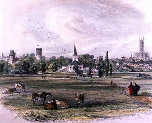 Warwick, depuis le pré de Saint-Nicolas - John Brandard