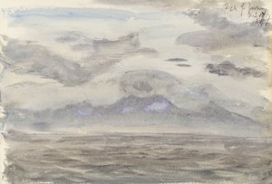 Paysage marin avec ciel nuageux