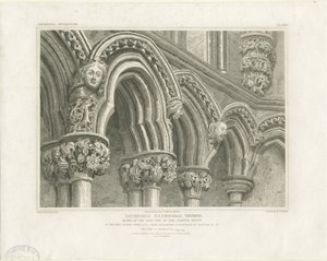 Intérieur de la cathédrale de Lichfield - Arches dans la salle capitulaire : gravure, nd [c. 1819] - John Britton