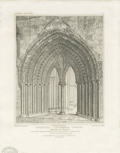 Cathédrale de Lichfield - Porte du transept nord : gravure, nd [c 1820] - John Britton