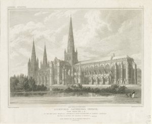 Cathédrale de Lichfield - Vue du sud-est (gravure)