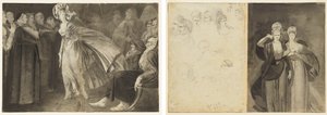 Femme debout parmi les frères (recto) Esquisses de têtes (verso, gauche); Deux femmes (verso, droite) - John Brown