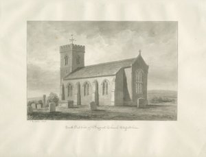 Église de Bagnall : dessin sépia, 1848 - John Buckler