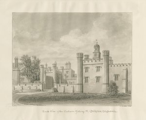 Blithfield Hall : dessin sépia - John Buckler