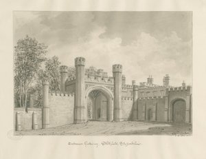 Blithfield Hall : dessin sépia - John Buckler