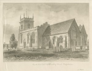 Église de Bradley : dessin sépia, 1842 - John Buckler