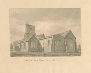 Buckinghamshire - Église de Chenies : dessin sépia, 1824 - John Buckler