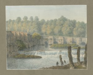 Burton-upon-Trent Bridge and Town: aquarelle