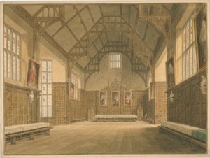 Cambridgeshire - Trinity College Hall - Vue intérieure, 1818 - John Buckler