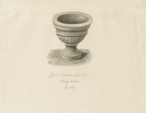 Croxden - Fontaine dans la chapelle des invités : dessin sépia - John Buckler