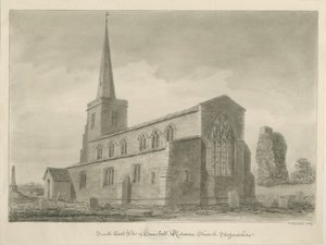 Église de Hamstall Ridware : dessin sépia - John Buckler