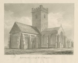 Église de Leigh : dessin sépia - John Buckler