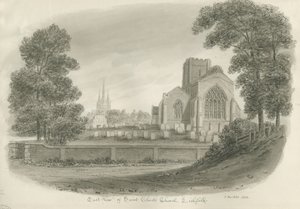 Lichfield - Église Saint-Chad : dessin sépia