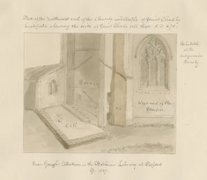 Lichfield - Église Saint-Chad : dessin au lavis sépia - John Buckler