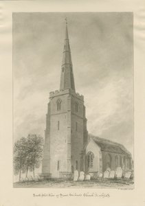Lichfield - Église Saint-Michel : dessin sépia - John Buckler