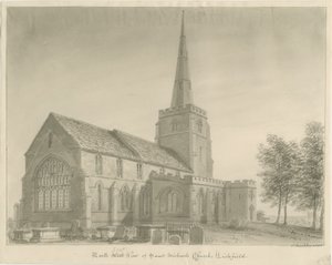 Lichfield - Église St. Michael : dessin sépia - John Buckler
