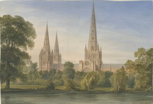 Cathédrale de Lichfield - Vue Sud Sud-Est, 1842 - John Buckler
